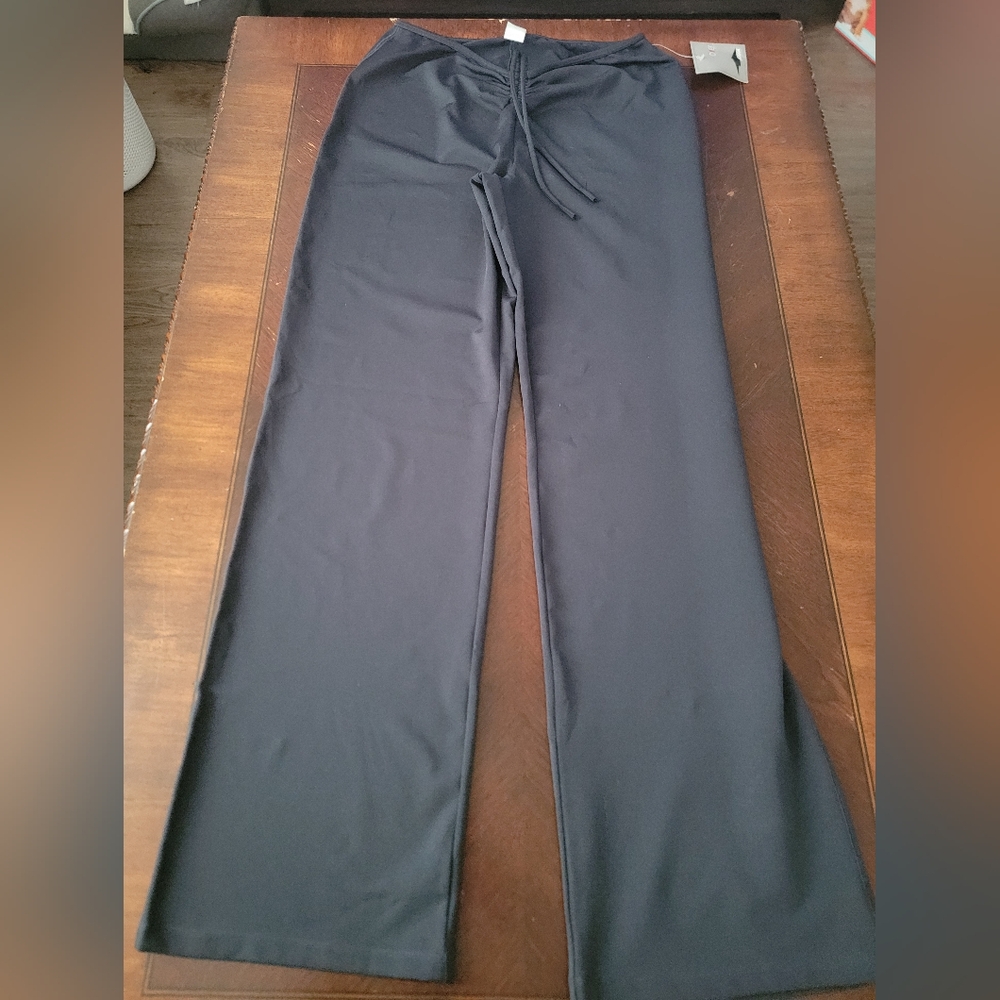 Casual Black Drawstring Pants